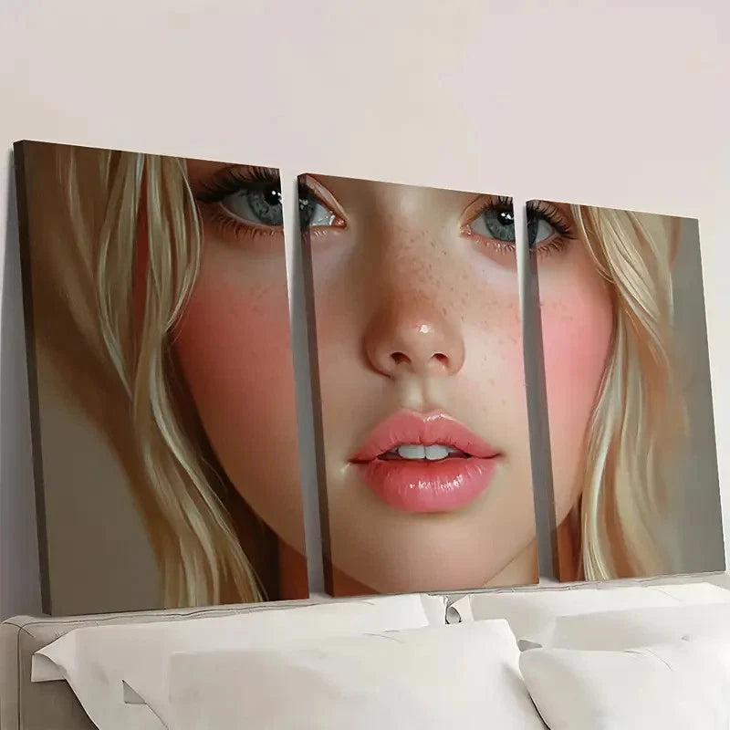 3pcs Blonde Girl Neutral Girly Ap Artment Art Wall Art Set Canvas Framed 40x60cm - High Quality Print 100% Australian Made Wall Canvas Ready to Hang - Bella Home Decor