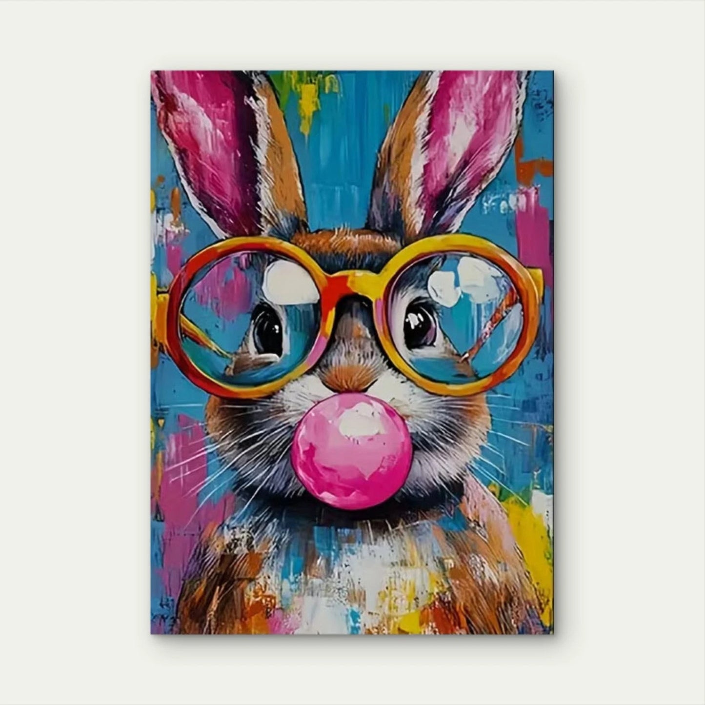 The Bunny with Yellow Spectacles 40x60cm Metal Print Ready to Hang