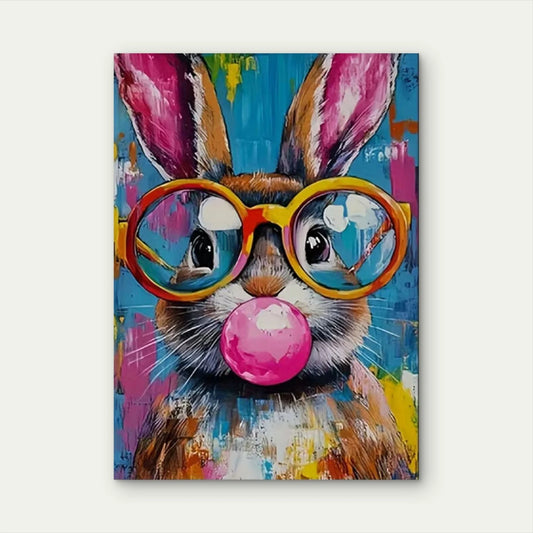 The Bunny with Yellow Spectacles 40x60cm Metal Print Ready to Hang