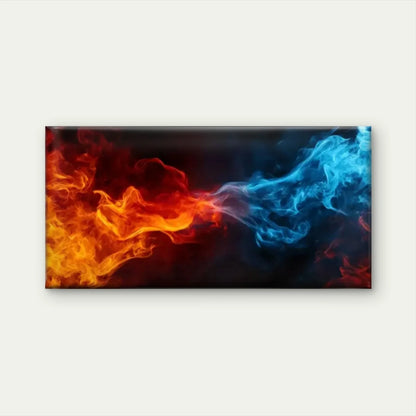 Fire Smoke Blue Red Orange Wall Art Canvas Office Home Room Framed 120x60cm