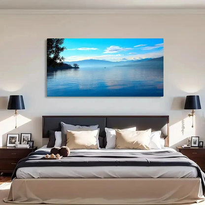 Serene Lake & Mountain Scenery Wall Art Canvas Office Home Room Framed 120x60cm