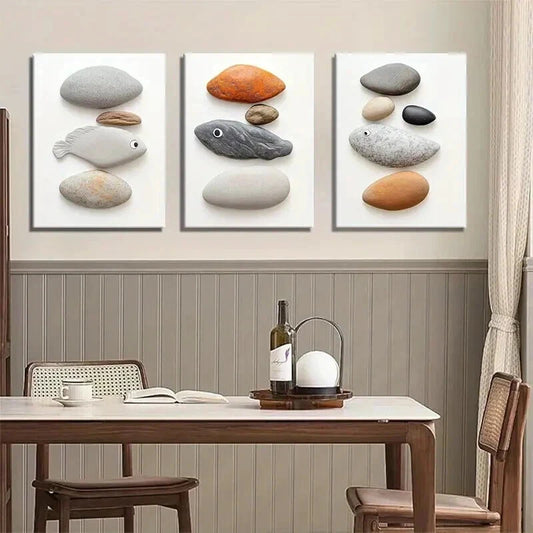 3pcs Design Minimalist Coastal Ocean Perfect Wall Art Set Canvas Framed 50x70cm - High Quality Print 100% Australian Made Wall Canvas Ready to Hang