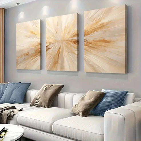 3pcs Golden Tones Contemporary GC Wall Art Canvas - High Quality Print 100% Australian Made Wall Canvas