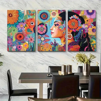 3pcs Vintage Colombia Floral Latina Perfect Wall Art Set Canvas Framed 50x70cm - High Quality Print 100% Australian Made Wall Canvas Ready to Hang