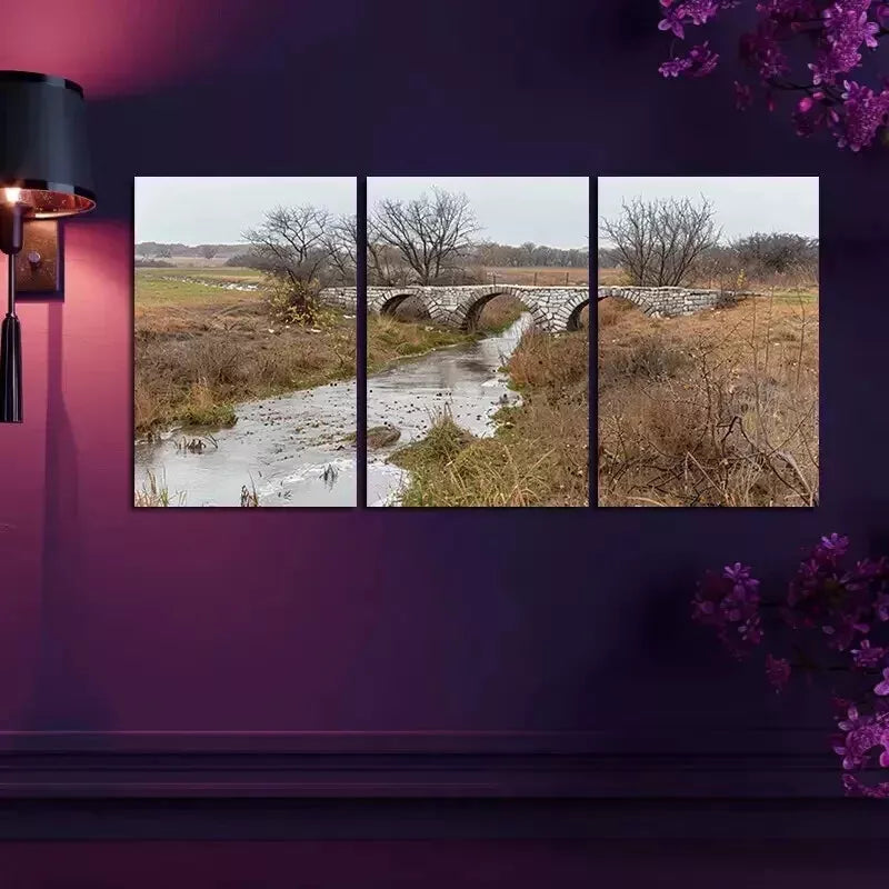 3pcs Charming Autumn Countryside Wall Art Set - Modern Brown Tree Wall Art Set Canvas Framed 50x70cm - High Quality Print 100% Australian Made Wall Canvas Ready to Hang
