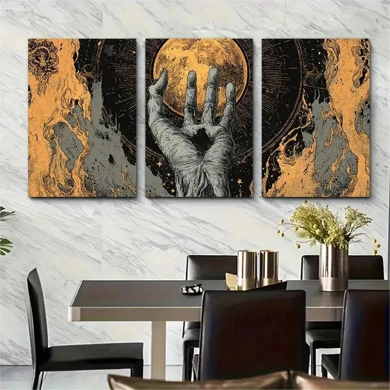 3pcs Vampire Hand Halloween Poster Perfect Wall Art Set Canvas Framed 50x70cm - High Quality Print 100% Australian Made Wall Canvas Ready to Hang