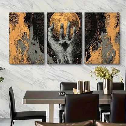 3pcs Vampire Hand Halloween Poster Perfect Wall Art Set Canvas Framed 50x70cm - High Quality Print 100% Australian Made Wall Canvas Ready to Hang