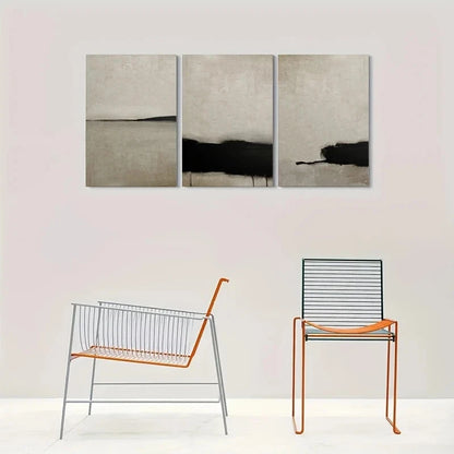 3pcs Abstract Black and White Textured Metal Print Ready to Hang Art - Bella Home Decor