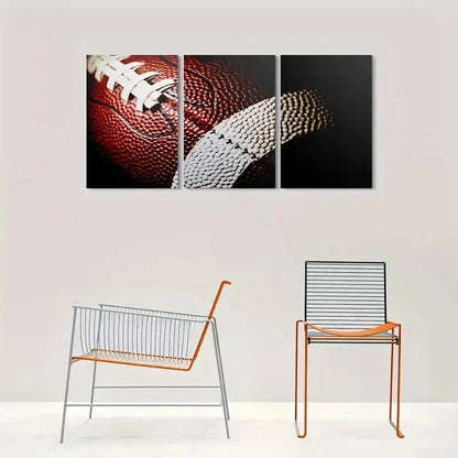 3pcs Football Dynamic Sports Theme Metal Print Ready to Hang Art - Bella Home Decor