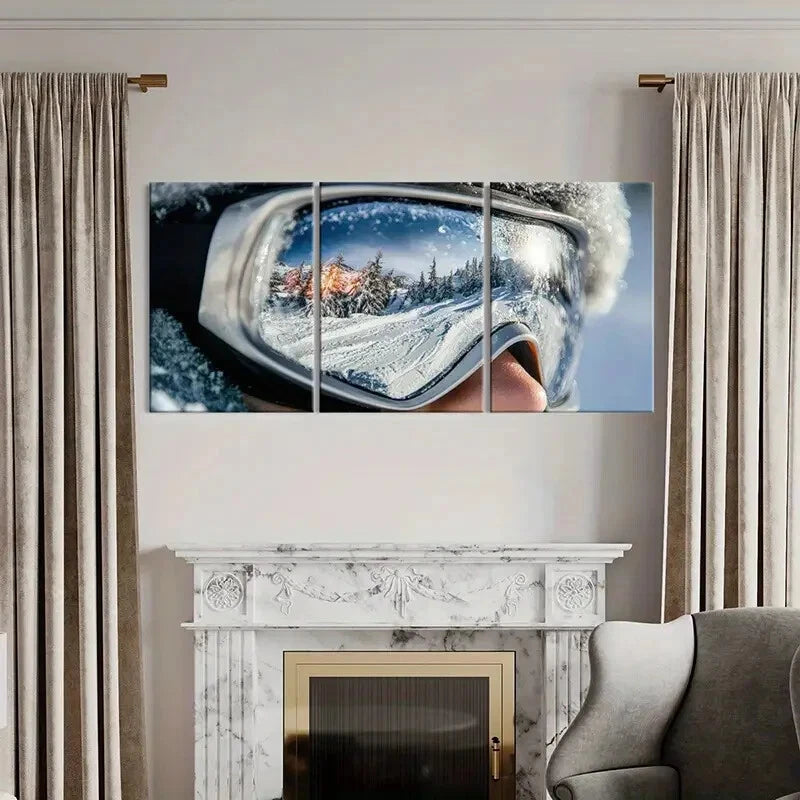 3pcs Winter Wonderland Reflection Mountain Scenery Metal Print Ready to Hang Art - Bella Home Decor