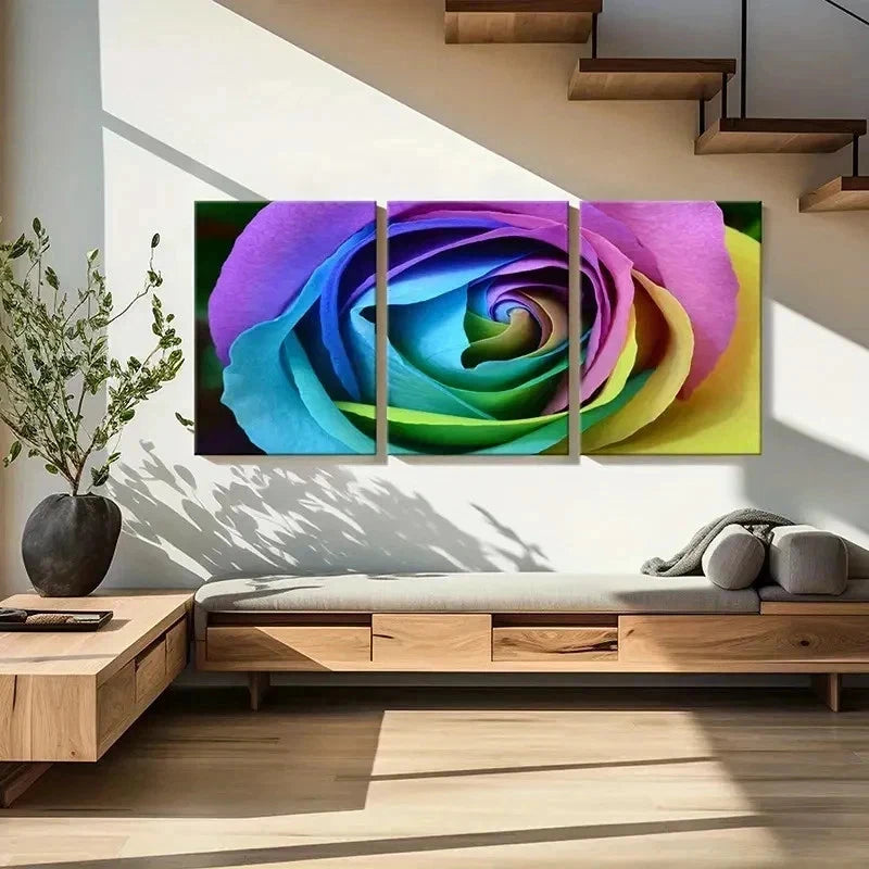 3pcs Colorful Rose Bright Floral Deco Wall Art Set Canvas Framed 60x90cm - High Quality Print 100% Australian Made Wall Canvas Ready to Hang - Bella Home Decor