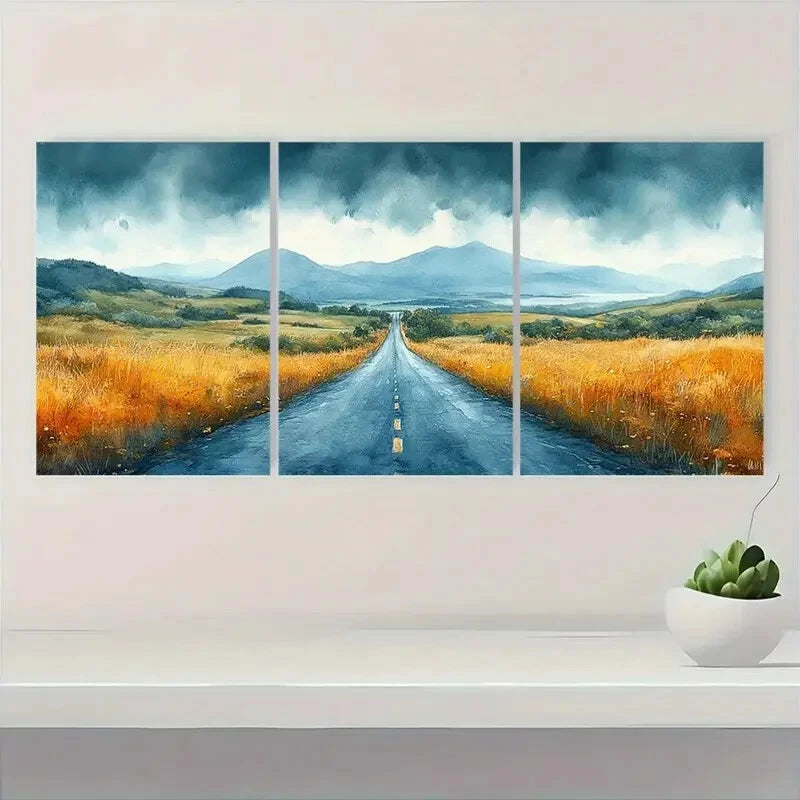 3pcs Ring of Kerry Watercolor Road Landscape Scene Metal Print Ready to Hang Art - Bella Home Decor