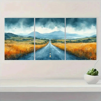 3pcs Ring of Kerry Watercolor Road Landscape Scene Metal Print Ready to Hang Art - Bella Home Decor