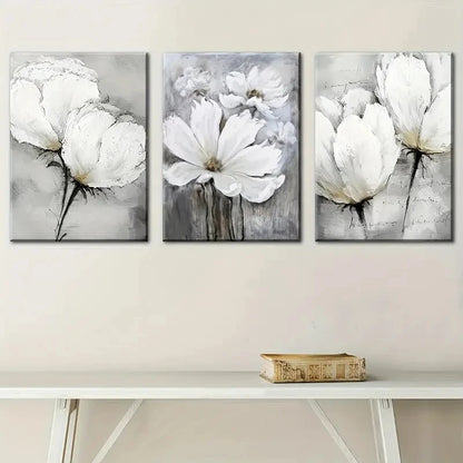 3pcs Floral Abstract Art Paintings Prints Metal Print Ready to Hang Art - Bella Home Decor