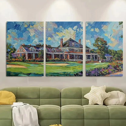 3pcs Club Golf Course Clubhouse Metal Print Ready to Hang Art - Bella Home Decor