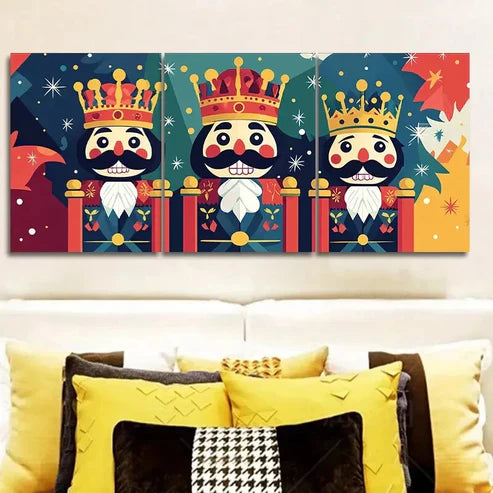 3pcs Cartoon Nutcracker Wall Art Set Canvas Unframed - High Quality Print 100% Australian Made Wall Canvas - Bella Home Decor