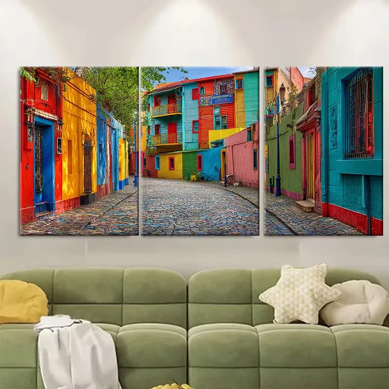 3pcs Buenos Aires Argentina Caminito Travel Metal Print Ready to Hang Art - Bella Home Decor