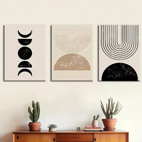 3pcs Modern Geometric Abstract Stripes Pattern Wall Art Set Wall Art Canvas Unframed - High Quality Print 100% Australian Made Wall Canvas