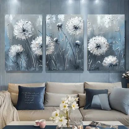 3pcs Dandelion Wall Decor Painting Metal Print Ready to Hang Art - Bella Home Decor