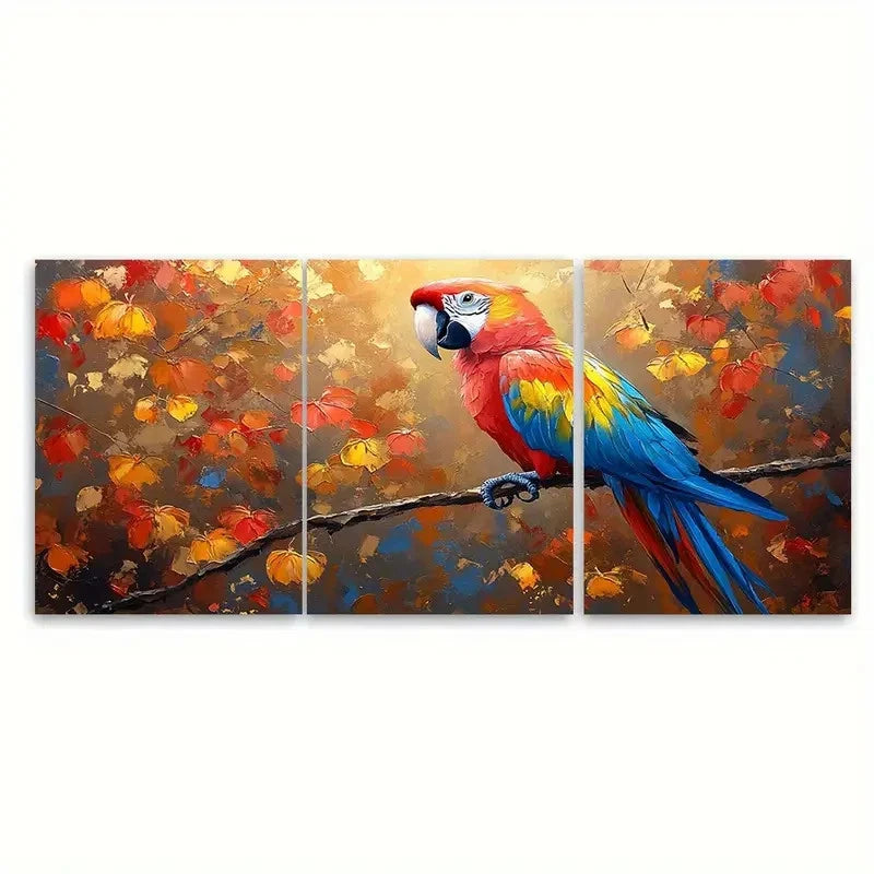 3pcs Macaw Parrot Painting Animal Illustration Wall Art Set Canvas Framed 40x60cm - High Quality Print 100% Australian Made Wall Canvas Ready to Hang - Bella Home Decor
