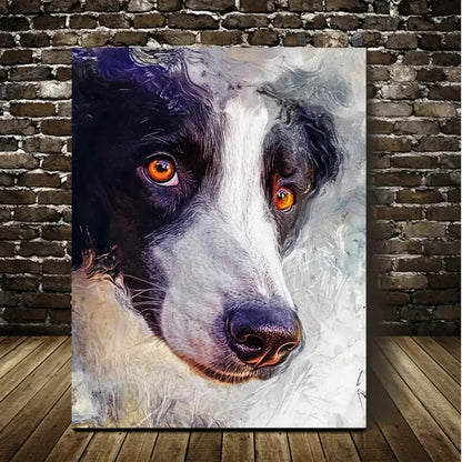 Beautiful Abstract Art Border Collie Painting 40x60cm Metal Print Ready to Hang - Bella Home Decor
