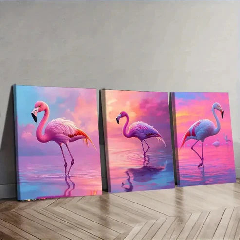 3pcs Flamingo Series Nature Pink Perfect Wall Art Set Canvas Unframed - High Quality Print 100% Australian Made Wall Canvas