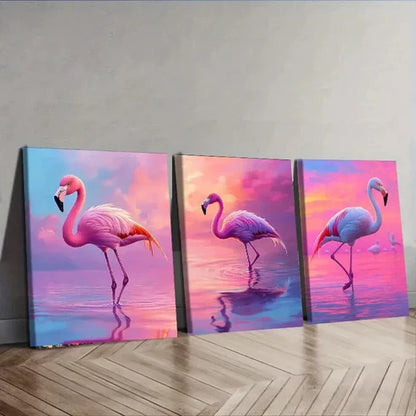 3pcs Flamingo Series Nature Pink Perfect Wall Art Set Canvas Unframed - High Quality Print 100% Australian Made Wall Canvas