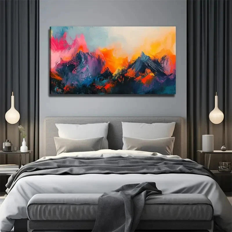 Abstract Mountain Perfect Wall Art Canvas Office Home Room Framed 120x60cm