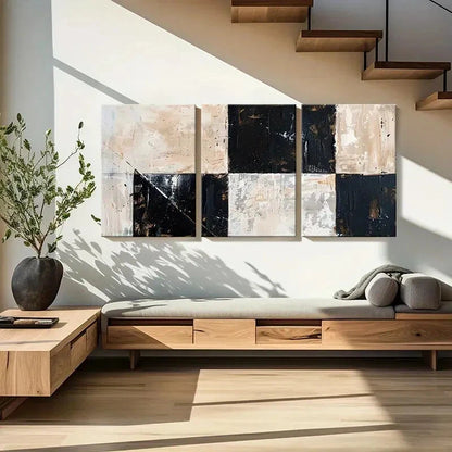 3pcs Abstract Art Modern Design Geometric Shapes Metal Print Ready to Hang Art