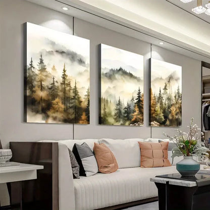 3pcs Forest Scenery Autumn Forest Modern Wall Art Set Canvas Framed 60x90cm - High Quality Print 100% Australian Made Wall Canvas Ready to Hang