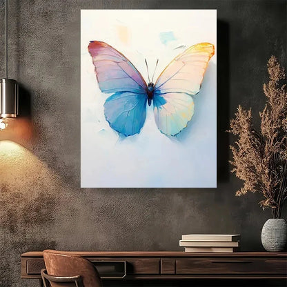 Beautiful Vibrant Blue & Orange Butterfly Painting 40x60cm Metal Print Ready to Hang
