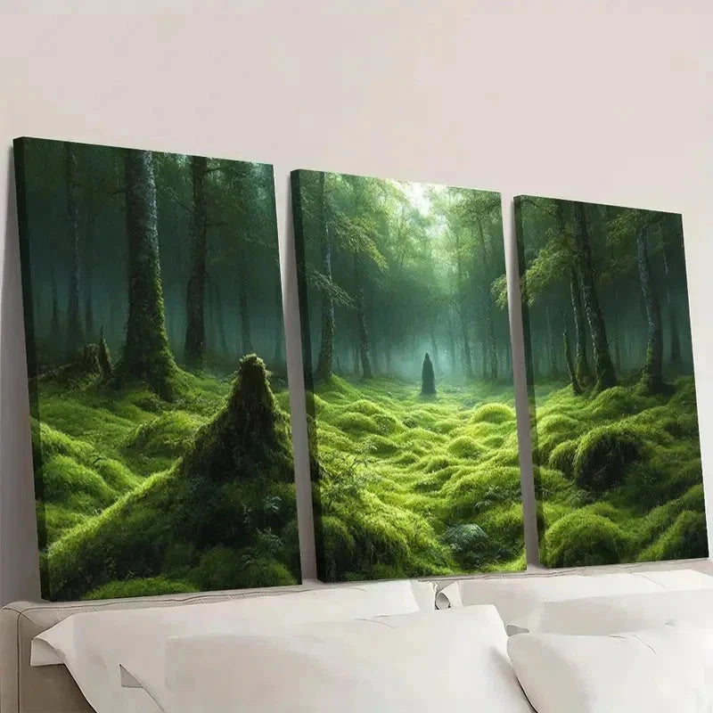 3pcs Lush Greenery and Misty Atmosphere R   Wall Art Set Canvas Framed 40x60cm - High Quality Print 100% Australian Made Wall Canvas Ready to Hang - Bella Home Decor