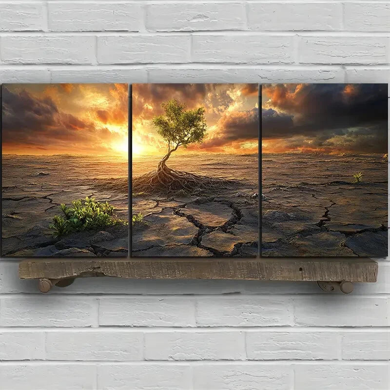 3pcs Vibrant Tree Landscape Scenery Metal Print Ready to Hang Art