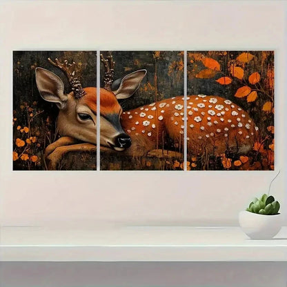 3pcs African Wildlife Deer Nature Painting Metal Print Ready to Hang Art - Bella Home Decor