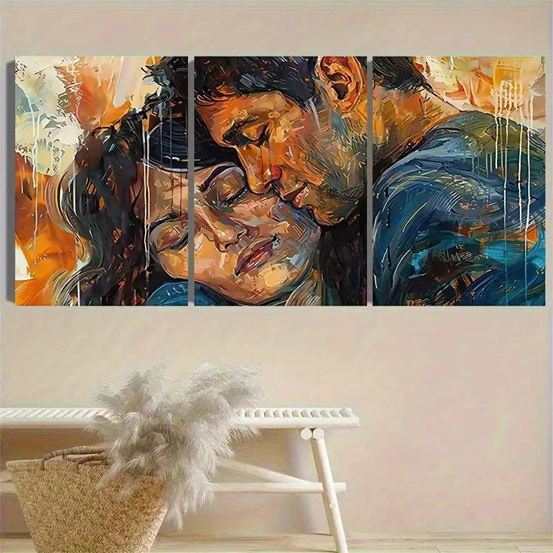 3pcs Dynamic Abstract Portrait Wall Art Set Canvas Framed 50x70cm - High Quality Print 100% Australian Made Wall Canvas Ready to Hang - Bella Home Decor