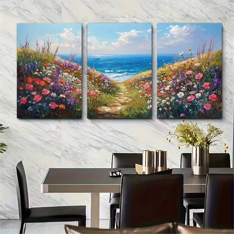 3pcs Irish Coastal Landscape Metal Print Ready to Hang Art