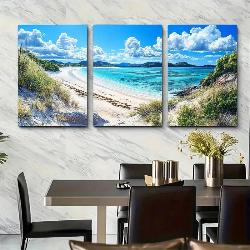 3pcs Whitsunday Art Australian Travel  Wall Art Set Canvas Framed 40x60cm - High Quality Print 100% Australian Made Wall Canvas Ready to Hang