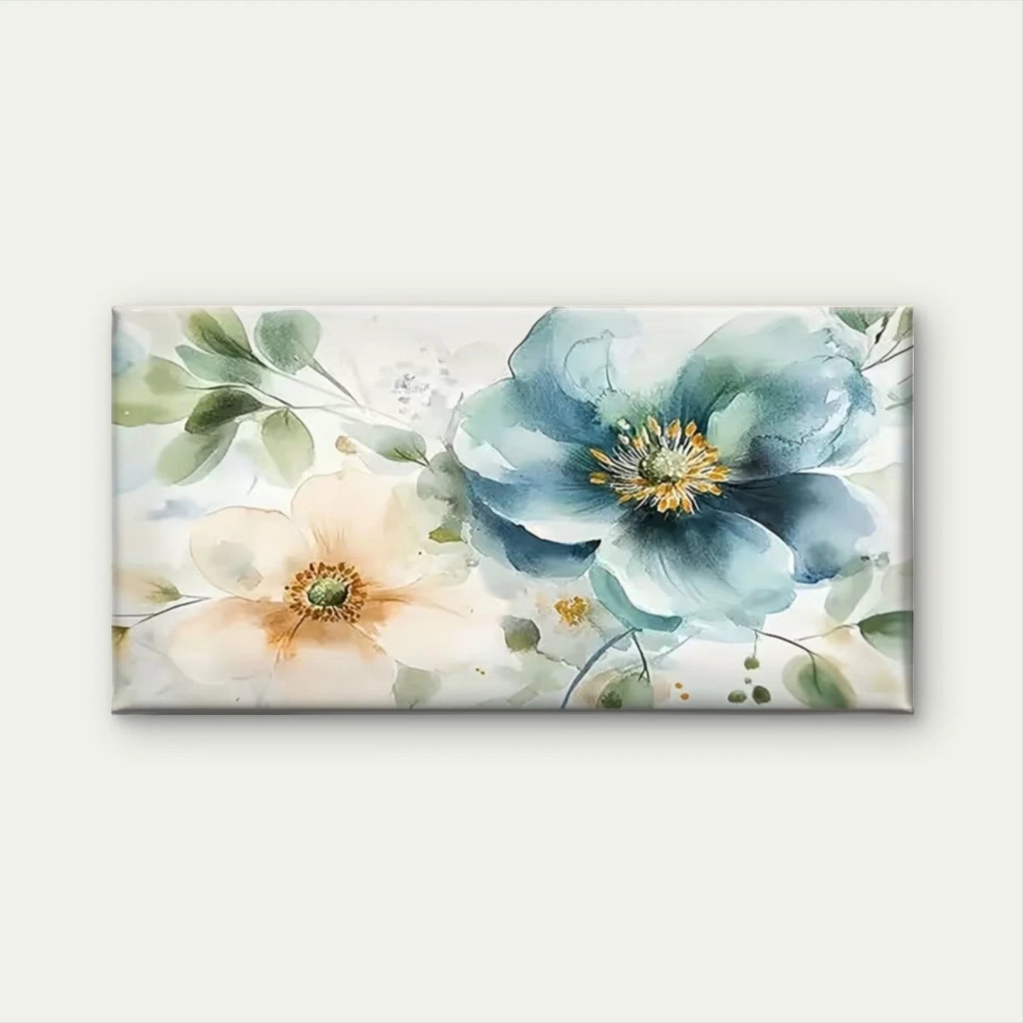 Beautiful Blue White Flowers Wall Art Canvas Office Home Room Framed 120x60cm