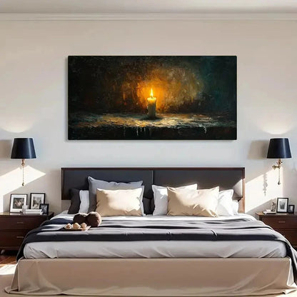 Warmth Candlelight Themes Dark Wall Art Canvas Office Home Room Framed 120x60cm - Bella Home Decor