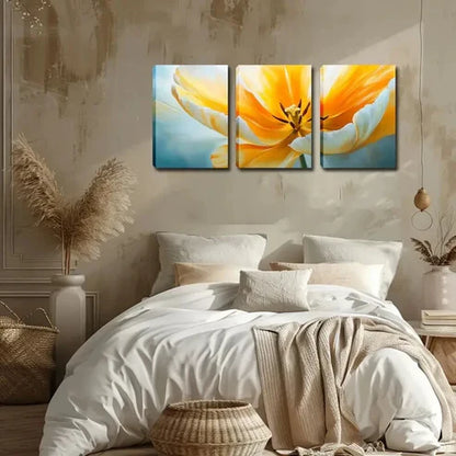 3pcs Bright Yellow & Soft White Gradient Perfect Wall Art Canvas Unframed - High Quality Print 100% Australian Made Wall Canvas - Bella Home Decor