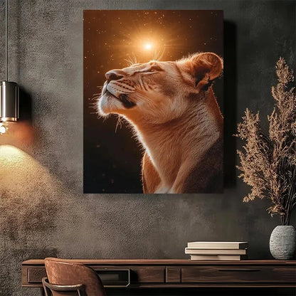 Beautiful Sunlit Lioness Majesty Modern Vintage 40x60cm Metal Print Ready to Hang - Bella Home Decor