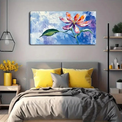 Red & Blue Flowers Modern Home Wall Art Canvas Office Home Room Framed 120x60cm