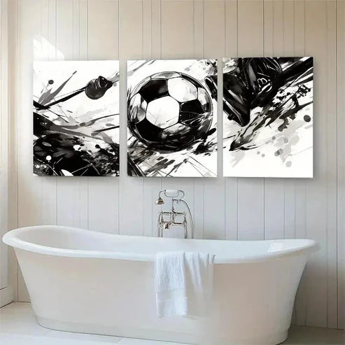 3pcs Abstract Football Dynamic Game Perfect Wall Art Canvas Unframed - High Quality Print 100% Australian Made Wall Canvas - Bella Home Decor
