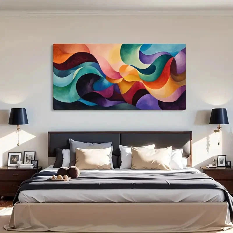 Modern Abstract Geometric Wall Art Canvas Office Home Room Framed 120x60cm - Bella Home Decor
