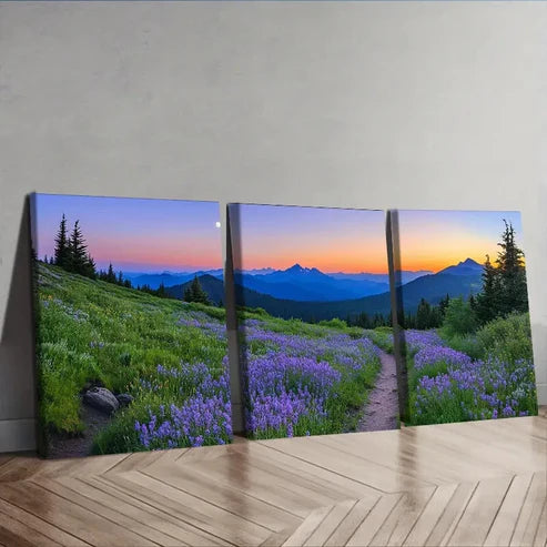 3pcs Vibrant Mountain Landscape with Sunset Wall Art Canvas Unframed - High Quality Print 100% Australian Made Wall Canvas
