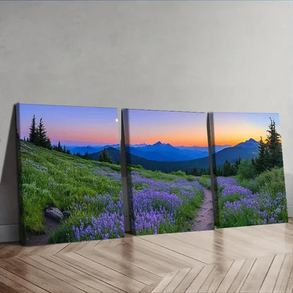 3pcs Vibrant Mountain Landscape with Sunset Wall Art Canvas Unframed - High Quality Print 100% Australian Made Wall Canvas