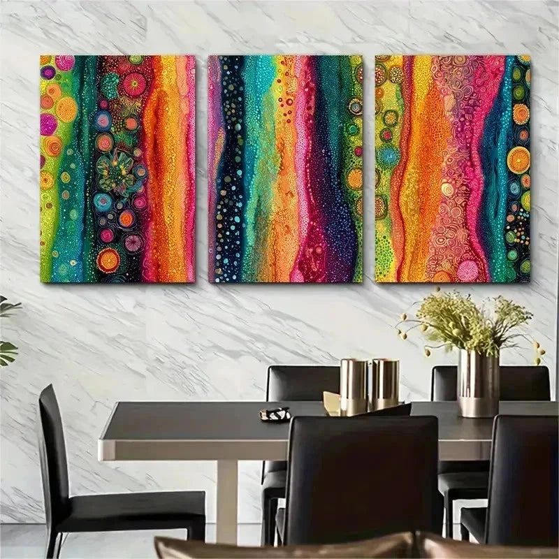 3pcs Colorful Abstract Multicoloured Perfect Wall Art Set Canvas Framed 50x70cm - High Quality Print 100% Australian Made Wall Canvas Ready to Hang - Bella Home Decor
