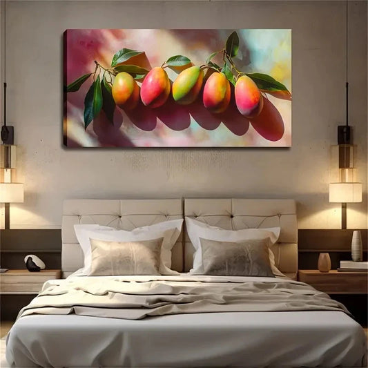 Modern Minimalist Mango Green Wall Art Canvas Office Home Room Framed 120x60cm