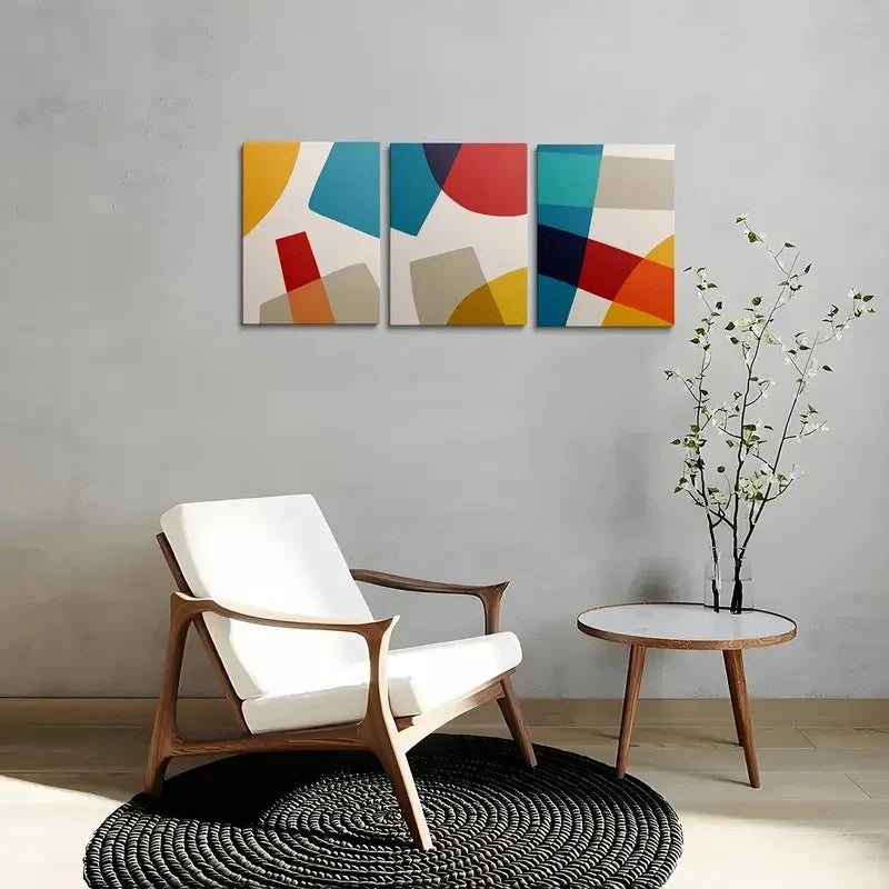 3pcs Geometric Abstract Minimalist Landscape Metal Print Ready to Hang Art - Bella Home Decor