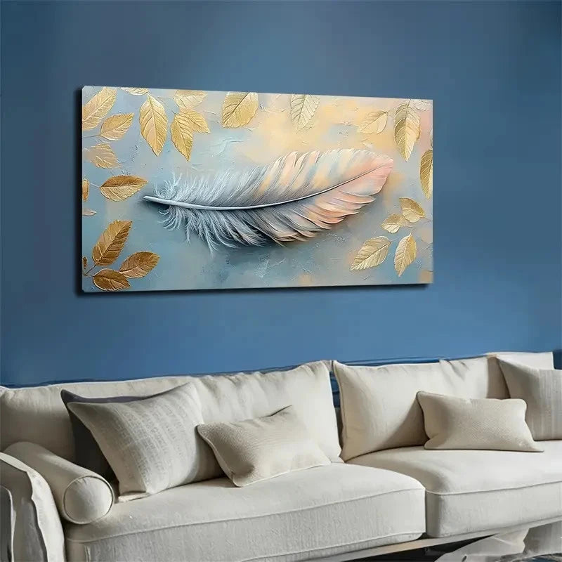 Definition Gradient Feather Wall Art canvas office home room framed 120x60cm
